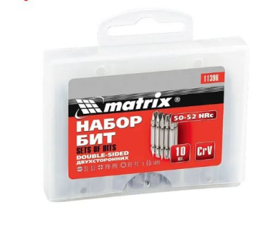 Бита 65 мм, SL-SL, Ph-Ph, Pz-Pz, сталь 45 х, двухстор. MATRIX 1шт.