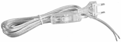 Провод для бра с выкл.прозрачный 6A TDM