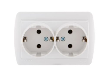 Розетка 2м с/з 16А ОП Lezard DEMET белая