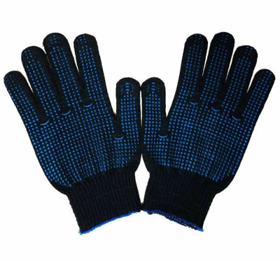 Перчатки х/б пвх "ТОЧКА" 4 нити, черные