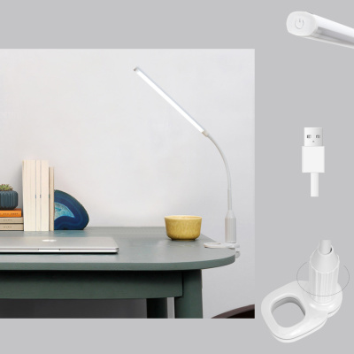 Светильник св/д настольный на прищепке S200821-01 WT 7W белый 