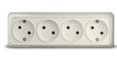 Розетка 4м б/з линейная 16А "Олимп" беж. UNIVERSAL