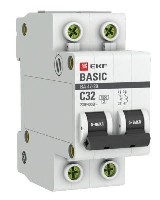 Выключатель авт.мод. 2п.С32А ВА 47-63 EKF Basic