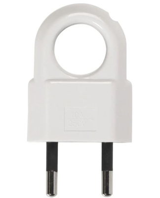 Вилка плоская с кольцом б/з 10А белая