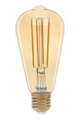 Лампа св/д General LOFT ST64S 13W 2700K золотая.(нитевид)