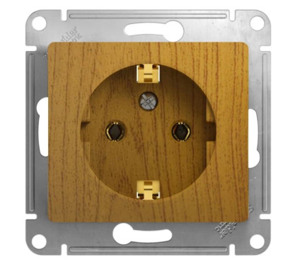 Розетка 1м с/з СУ Schneider GLOSSA тем.дуб