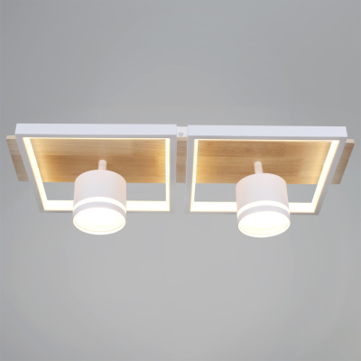 Люстра светодиодная S219560/2+2 WT+WOOD с пультом 98W 7840lm 550*240*170