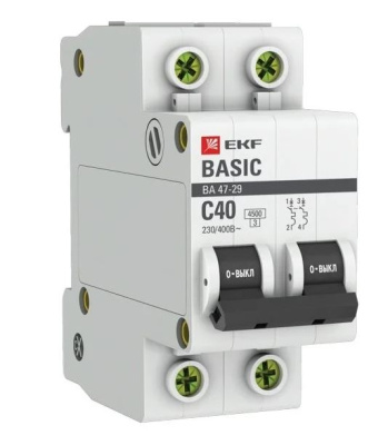 Выключатель авт.мод. 2п.С40А ВА 47-63 EKF Basic