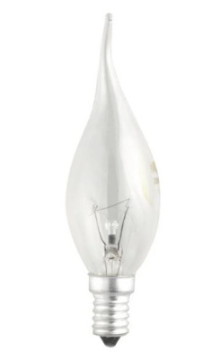 Лампа накал. E14 60W свеча на ветру прозрачная
