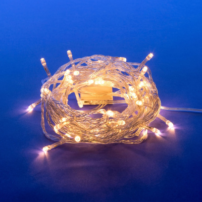 Гирлянда-нить 20LED 2,5метра, прозрачный провод, статика, теплый 