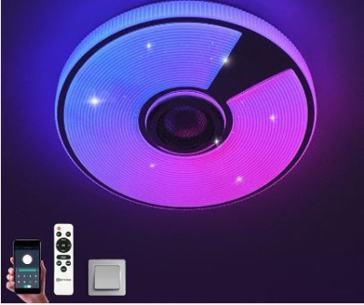Светильник потолочный с музык.колонкой SONG RGB 80W(8000lm) 4K-6К с пультом 480*75 