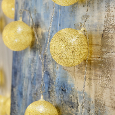 Гирлянда-нить "Клубки золотист" прозрачный провод 20LED(свечение теплое) длина 5м 220в