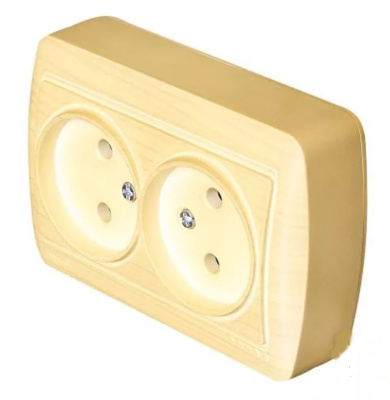 Розетка 2м 16А ОП Lezard DEMET ясень