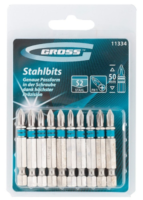 Бита PH1x50 сталь S2,1 шт //GROSS