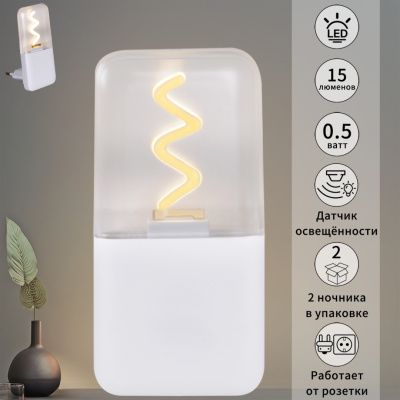 Ночник ФИТИЛЬ ПРОЗРАЧНЫЙ S203302 с фотосенсором 0,5W 220V 95*47