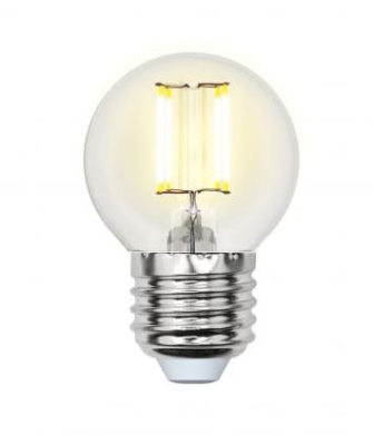 Лампа св/д Uniel нитевидная шар прозрач E27 6W 3000