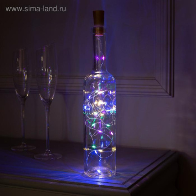 Гирлянда "Роса-нить с пробкой" 2м на батар.LR44*3 20LED IP20 мульти свечение
