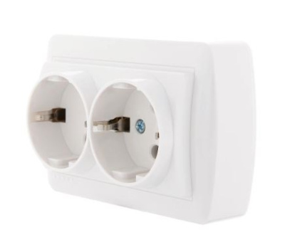 Розетка 2м с/з 16А ОП Lezard DEMET белая